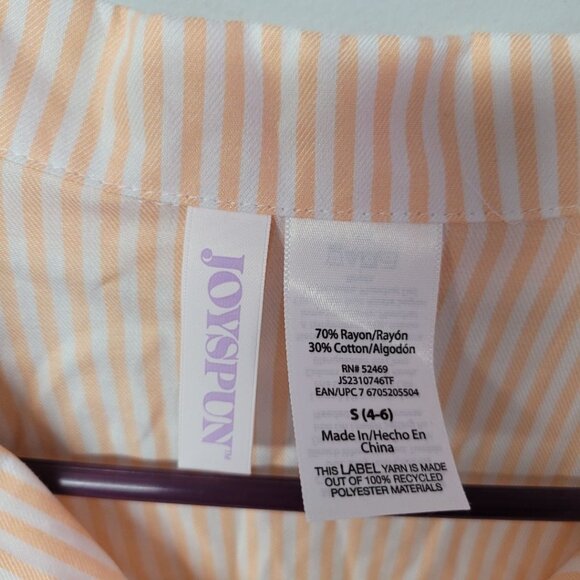 Joyspun Pajama Top Striped Shirt Collar Pocket Pink Peach Tags Womens Small Tags - Picture 5 of 6
